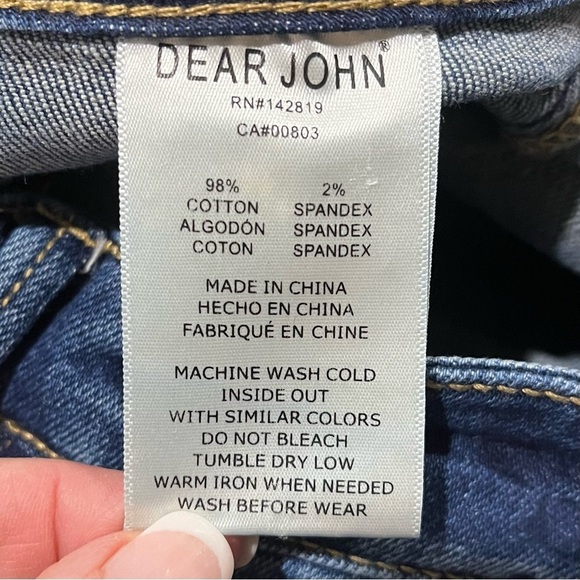 Dear John Women’s Sz 26 Jaxtyn Bootcut Jeans Mid Rise Raw Hem Dark Wash Stretch - Picture 8 of 9